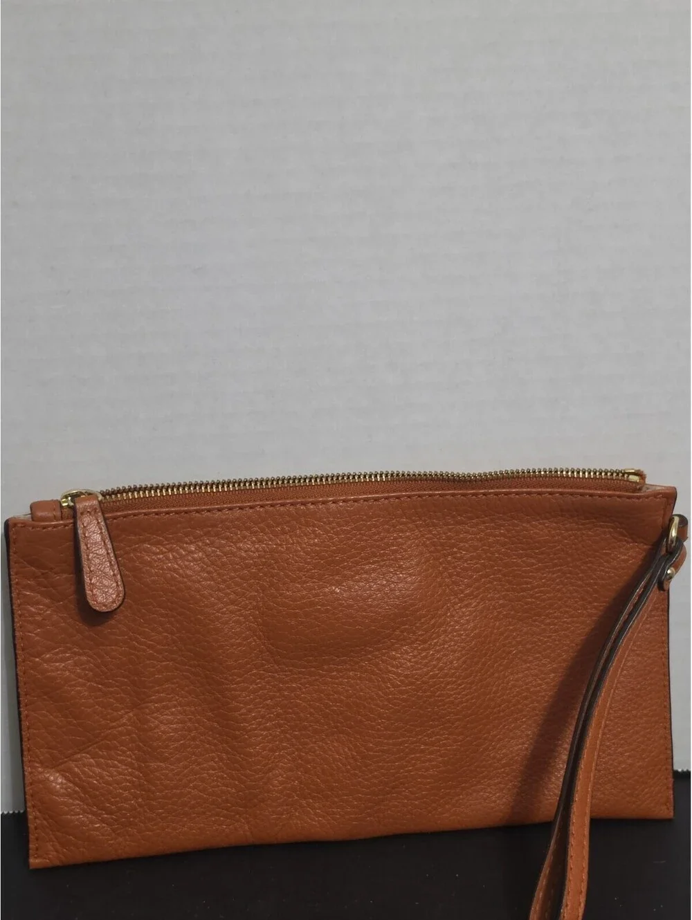 MICHAEL KORS Fulton Antique Large Leather Zip Clutch Brown